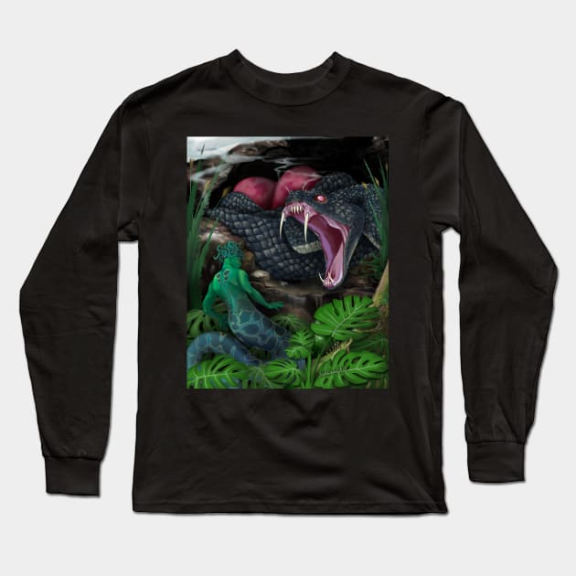 The Naga and The Serpent Long Sleeve T-Shirt by NonDecafArt